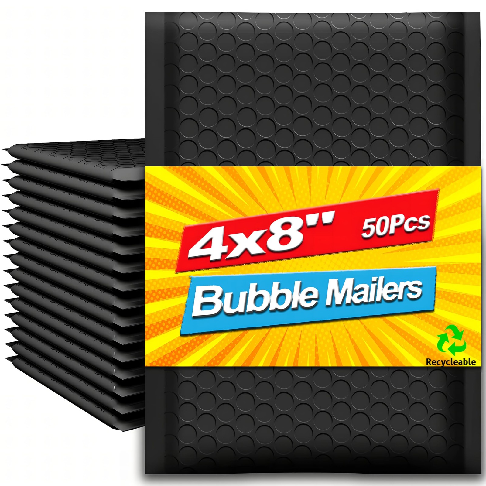 Bubble Mailers 4×8 Inches 50 Pack, Waterproof and Tear-Resistant Padded Maile…