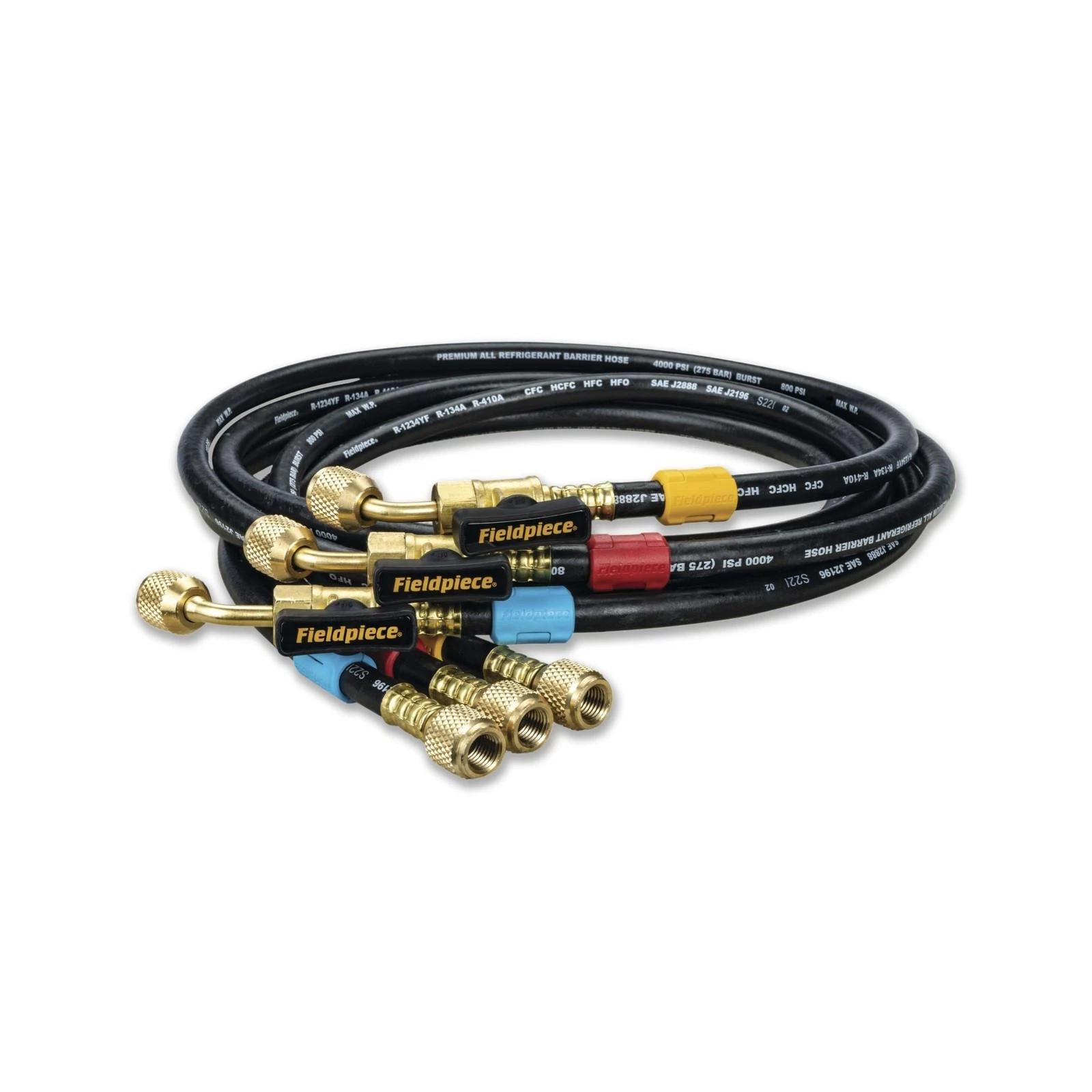 Fieldpiece HR3B – ¼” Ball Valve Hose Set – 5 ft Refrigerant Charging