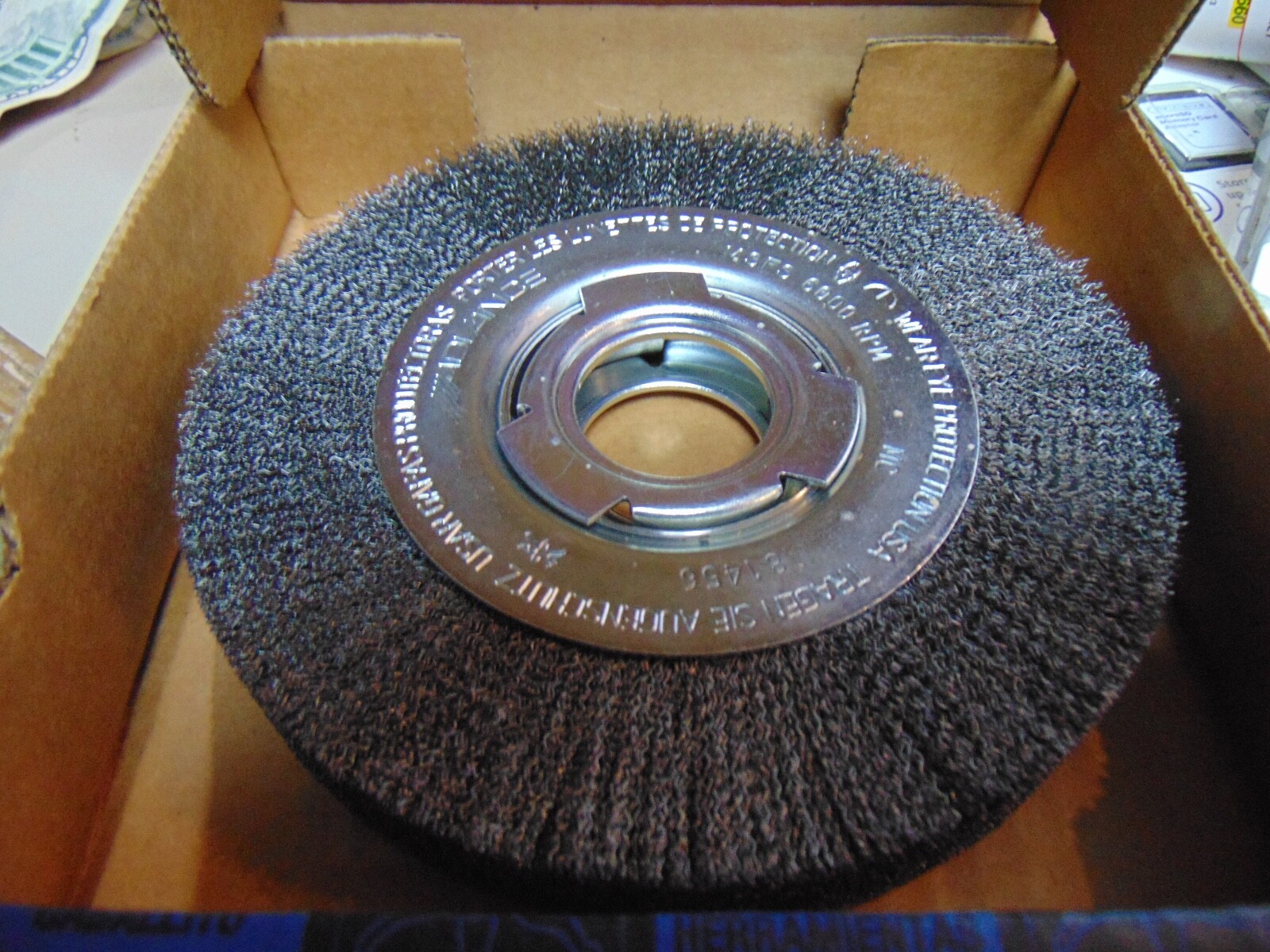 Pferd Wire Bench Wheel Brush 6″ x 1″ x 2 inch center hole .008 cs wire wide face