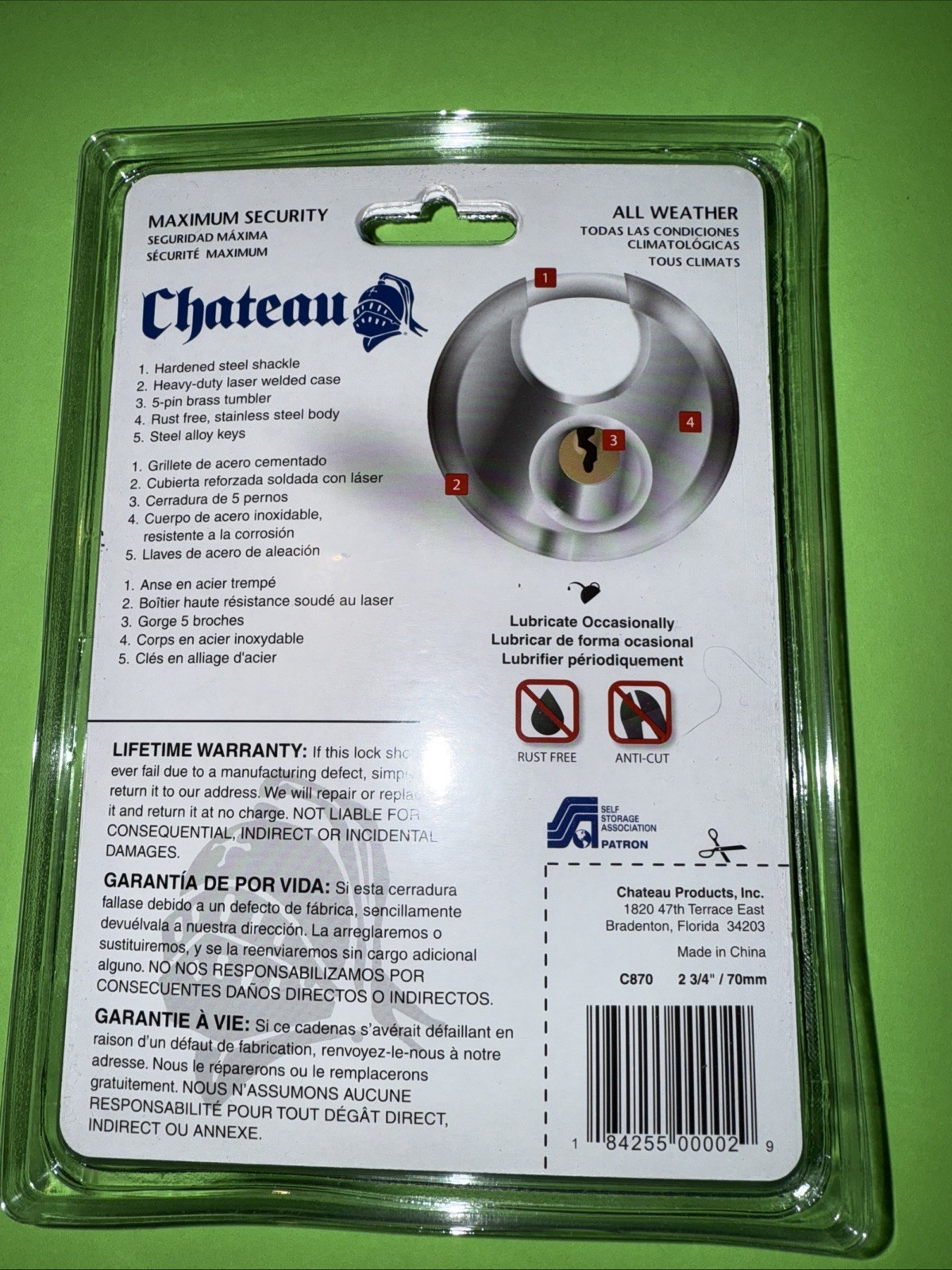 Round Disc LOCK Padlock 2 Keyed Alike keys Stainless Steel 2 (2 3/4″) 5-Pin