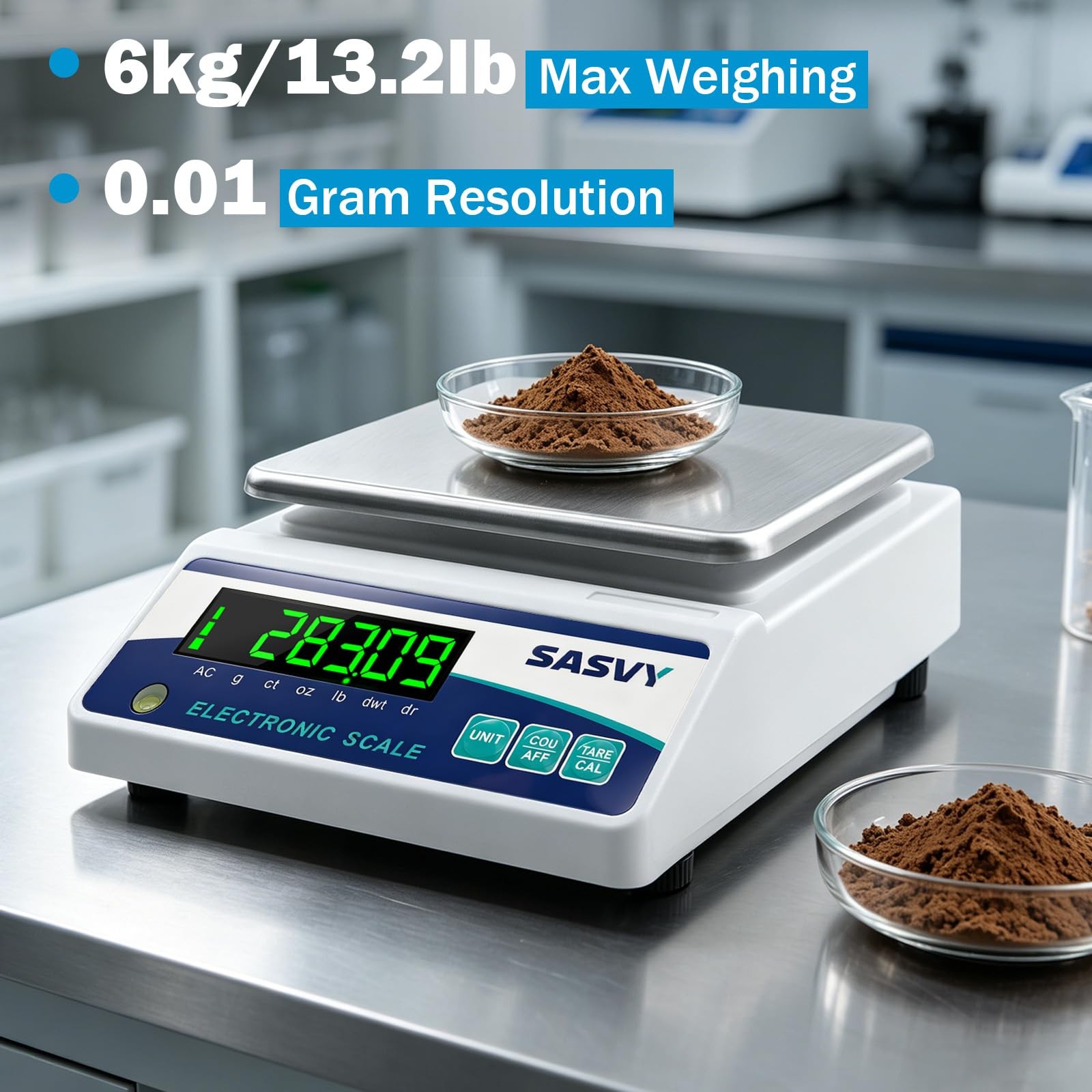 Lab Scale 6000g x 0.01g Scientific Scale g/oz/ct/lb/dr/DWT High Precision Dig…