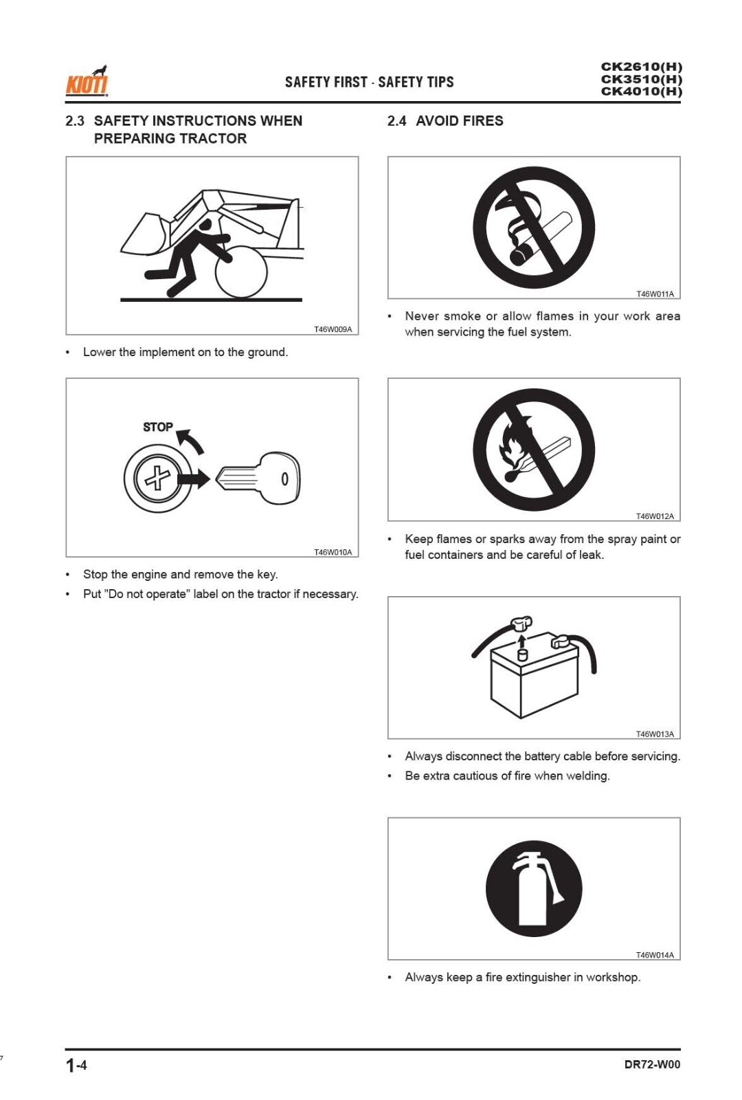 2610 3510 4010 CK Tractors Technical Repair Workshop Manual Fits Kioti – PAPER