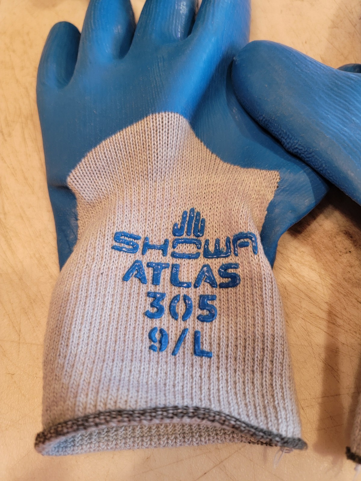 SHOWA ATLAS FIT 305 WORK GLOVES SIZE 9/L, 5pk, FreeShipL48
