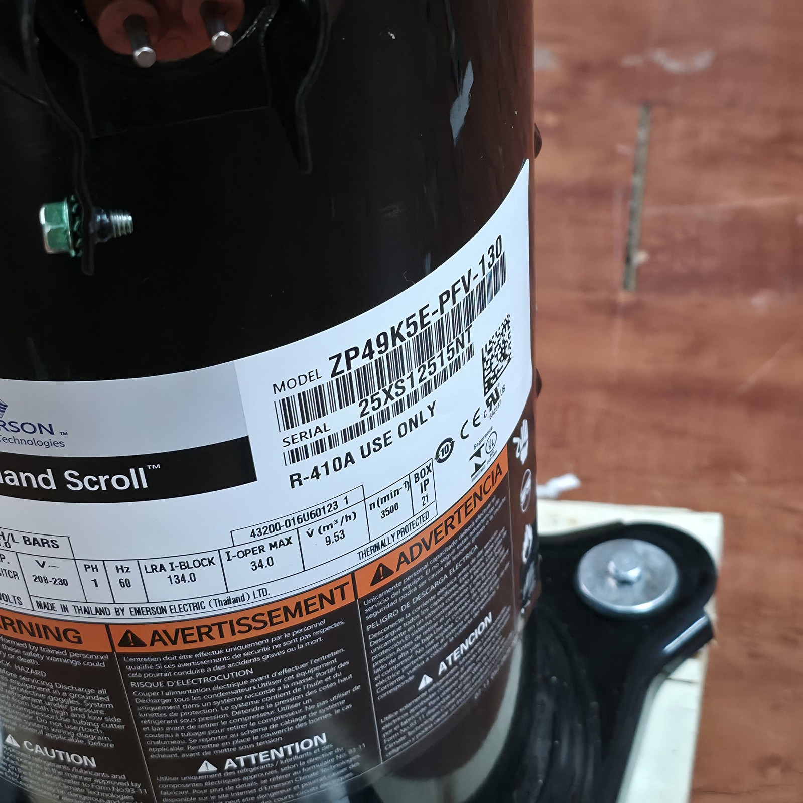 For Copeland ZP49K5E-PFV-130 AC Scroll Compressor 4-Ton 208/230V 1-Phase R410A