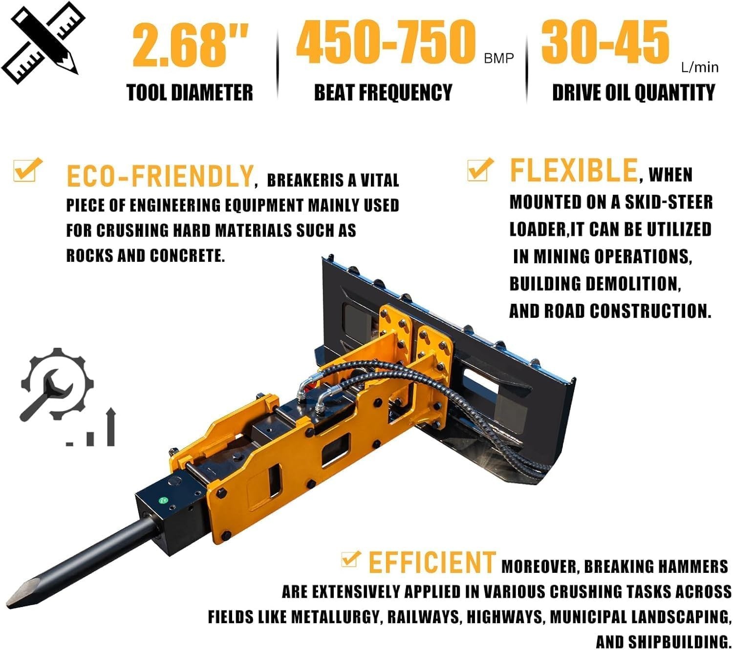Fits Bobcat Skid Steer Loader 680 Hydraulic Hammer Concrete Breaker in USA Stock