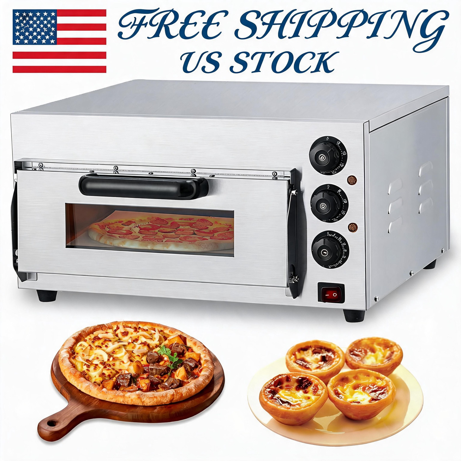 Electric Pizza Countertop, 16 in Commercial Pizza Oven with Adjustable Oven