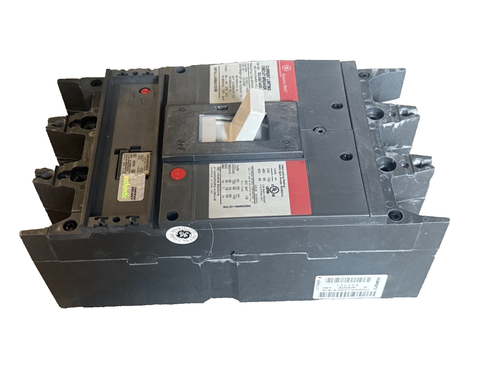 NEW GE SGLA36AT0400 / SGLA36AT4400C 3p 600v 400a 65k Circuit Breaker NEW IN BOX
