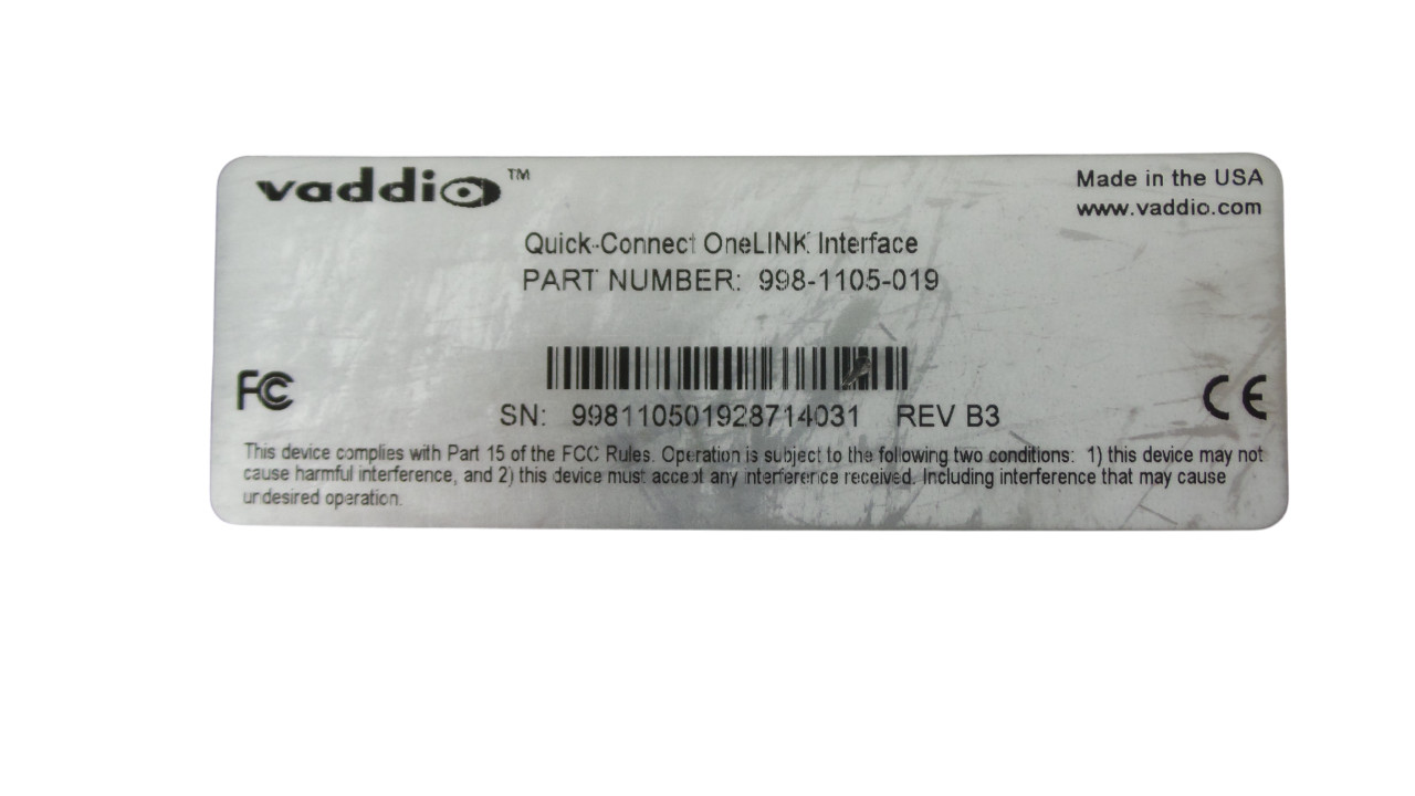 LOT OF 3 Vaddio Quick-Connect OneLink Interface 998-1105-019 HDMI Video