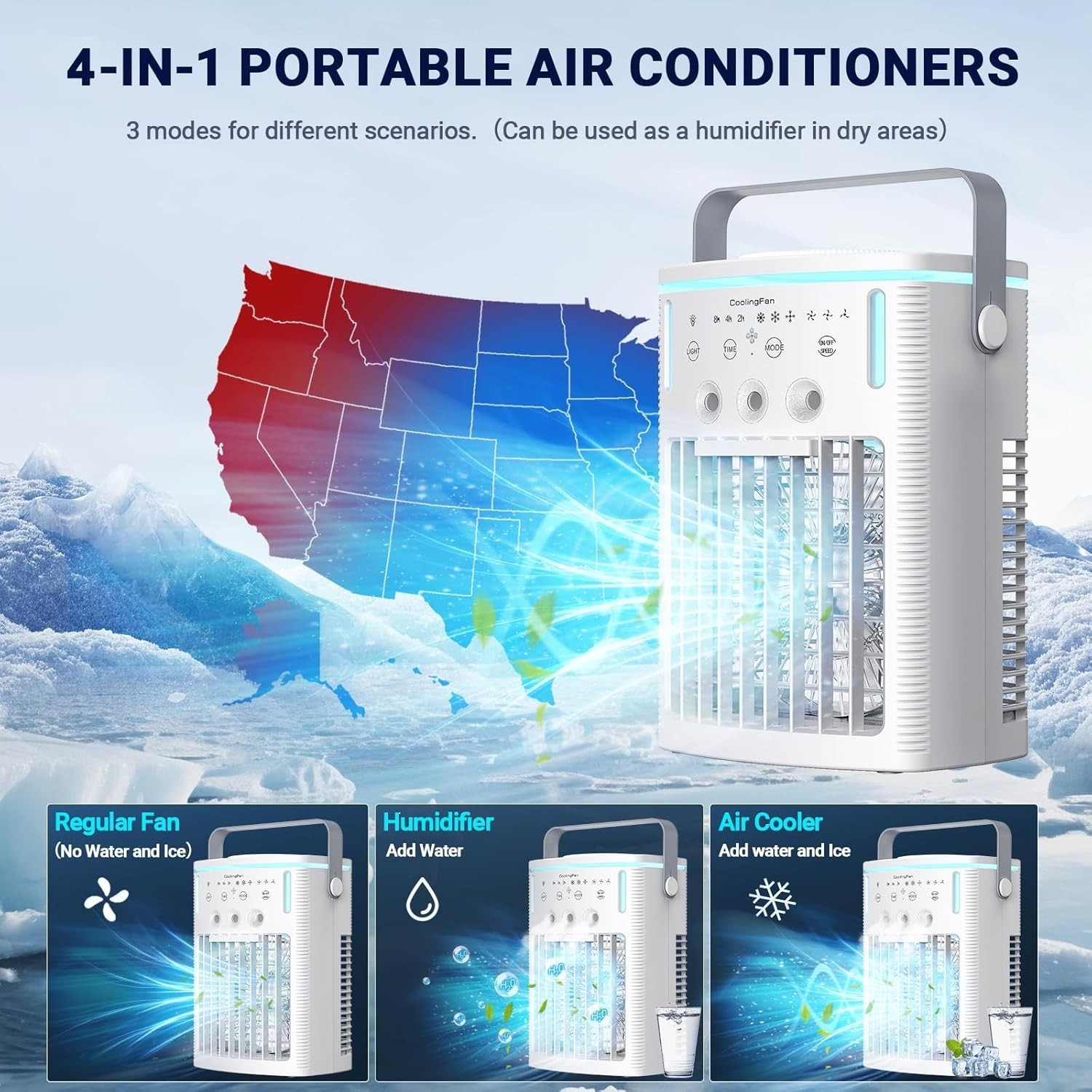 Portable Air Conditioners, 2026 Upgraded 4-IN-1 Quiet AC Unit Black