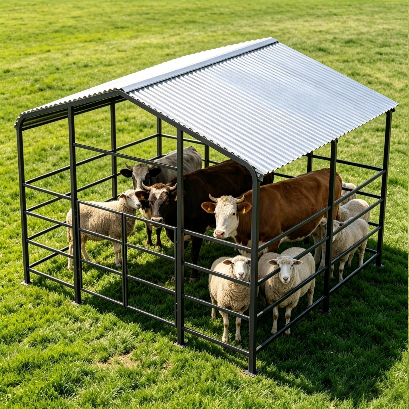 13×20 ft Heavy Duty Galvanized Steel Livestock Shelter Farm Animal Corral Shed