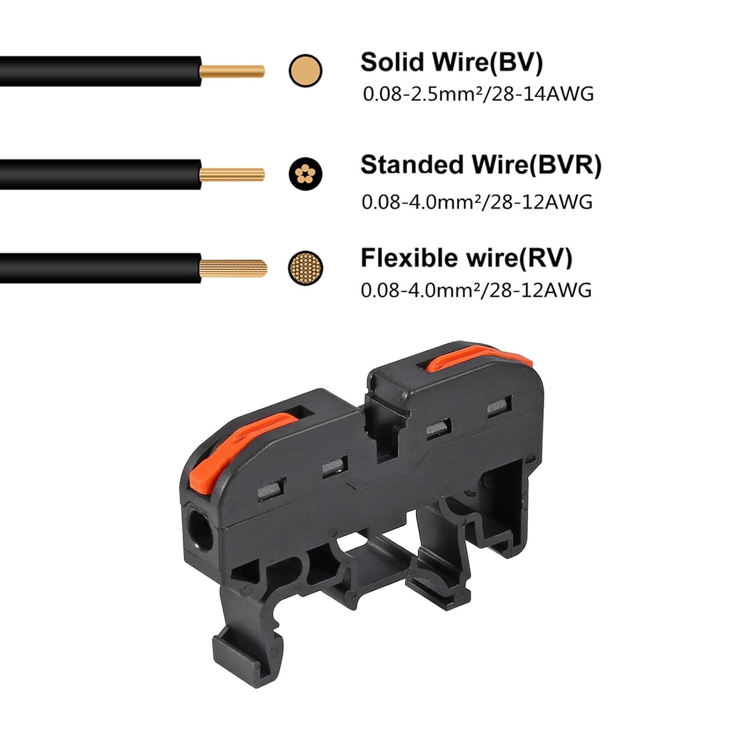 DIN Rail Terminal Blocks Kit, 30PCS Universal Compact Wire Wiring Connector with