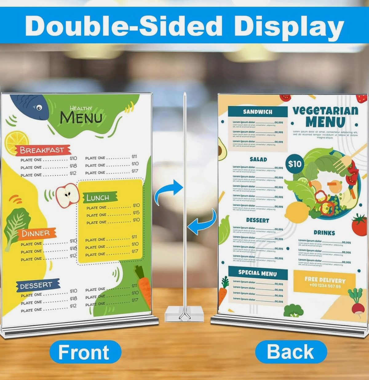 EHWINE Acrylic Sign Holder 8.5 X 11, 6 Pack Double-Sided Stand up Table Top Sig