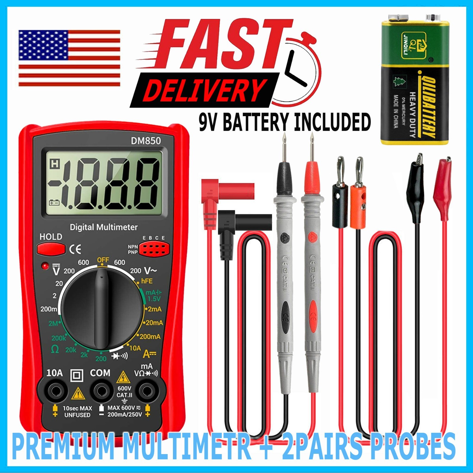 New Digital Multimeter AC DC Voltmeter Ammeter Ohmmeter Volt Tester Meter XL830L