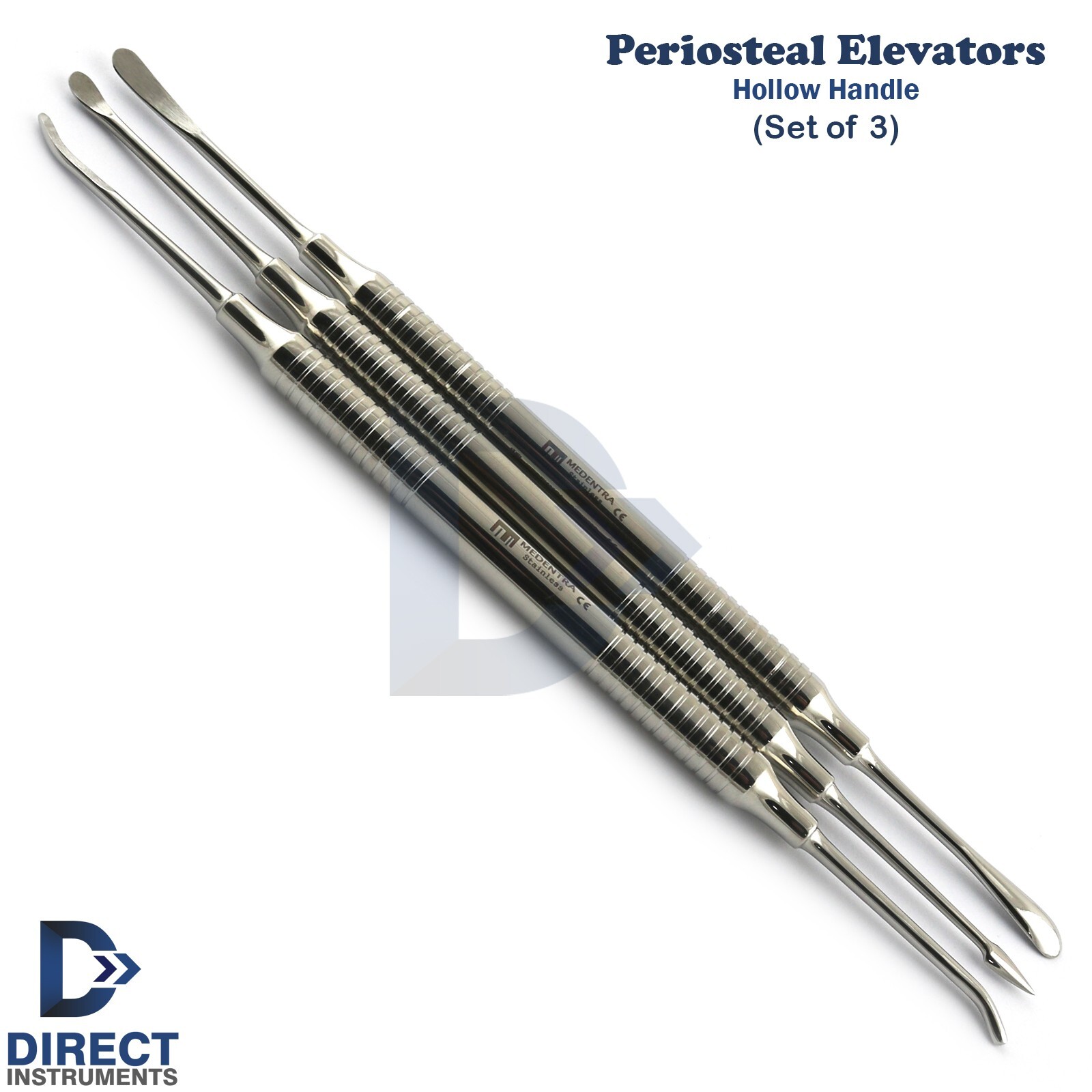 Set of 3 Dental Periosteal Elevators Buser Knife Freer Goldman Fox Instrument