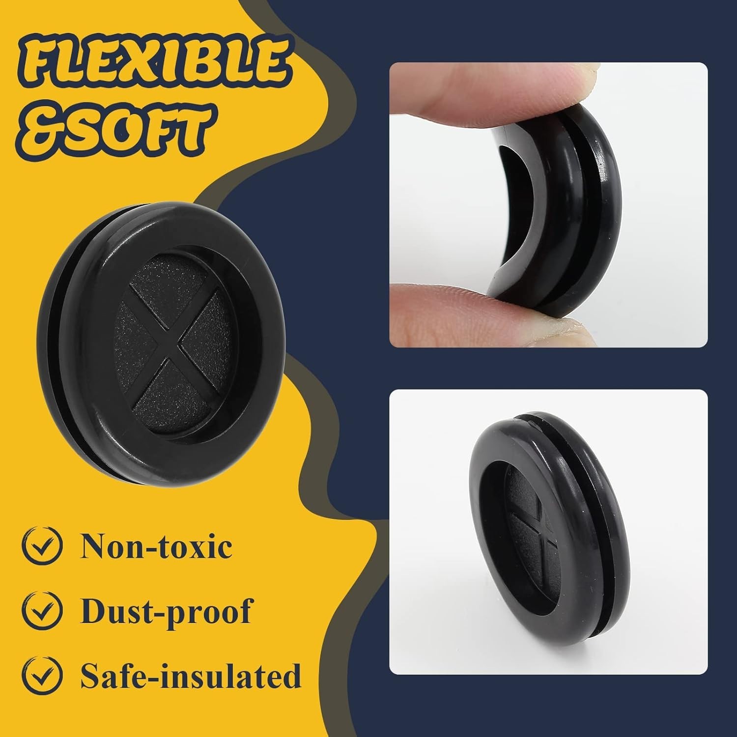 Easy Install Rubber Grommet Kit – 6pcs Double-Sided, 1″ ID & 1-3/16″ Drill Hole