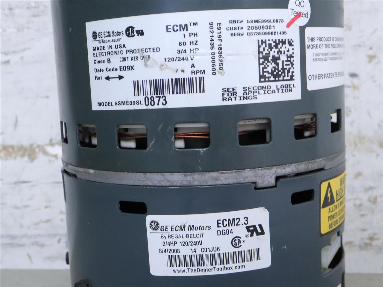 GE 5SME39SL0873 Furnace Blower Motor 3/4HP 120/240V ECM 2.3 CCWLE 20509301
