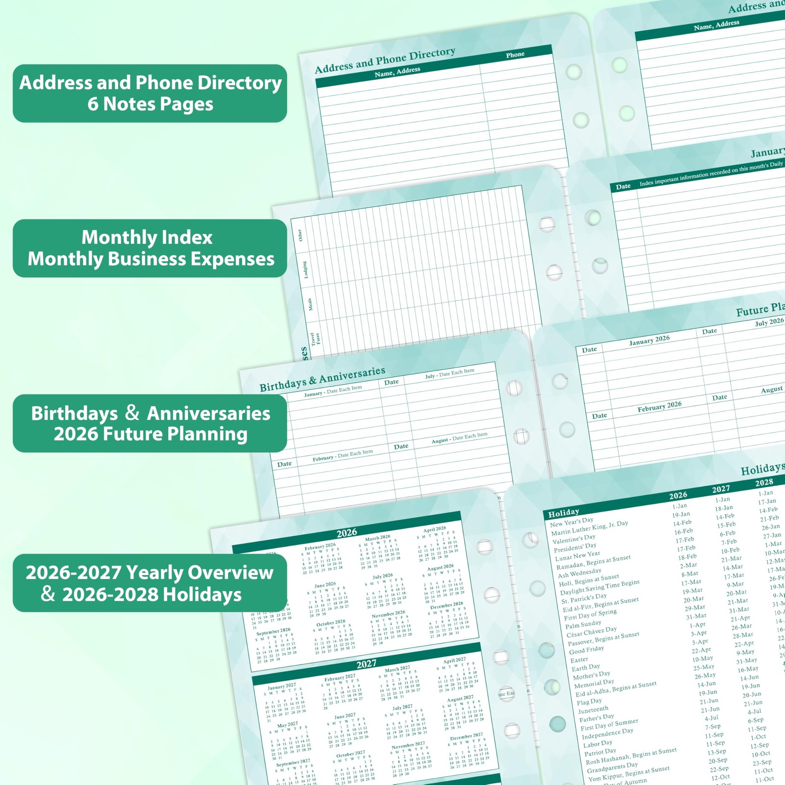 2026 Planner Refills – Jan.2026 – Dec.2026, Two Pages Per Day Daily ＆ Monthly…