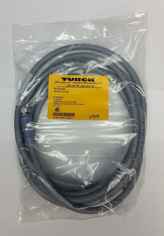TURCK RKC RKC5723-3M Cable Dual 5 Conductor Straight M12 Female U-07521 Fieldbus