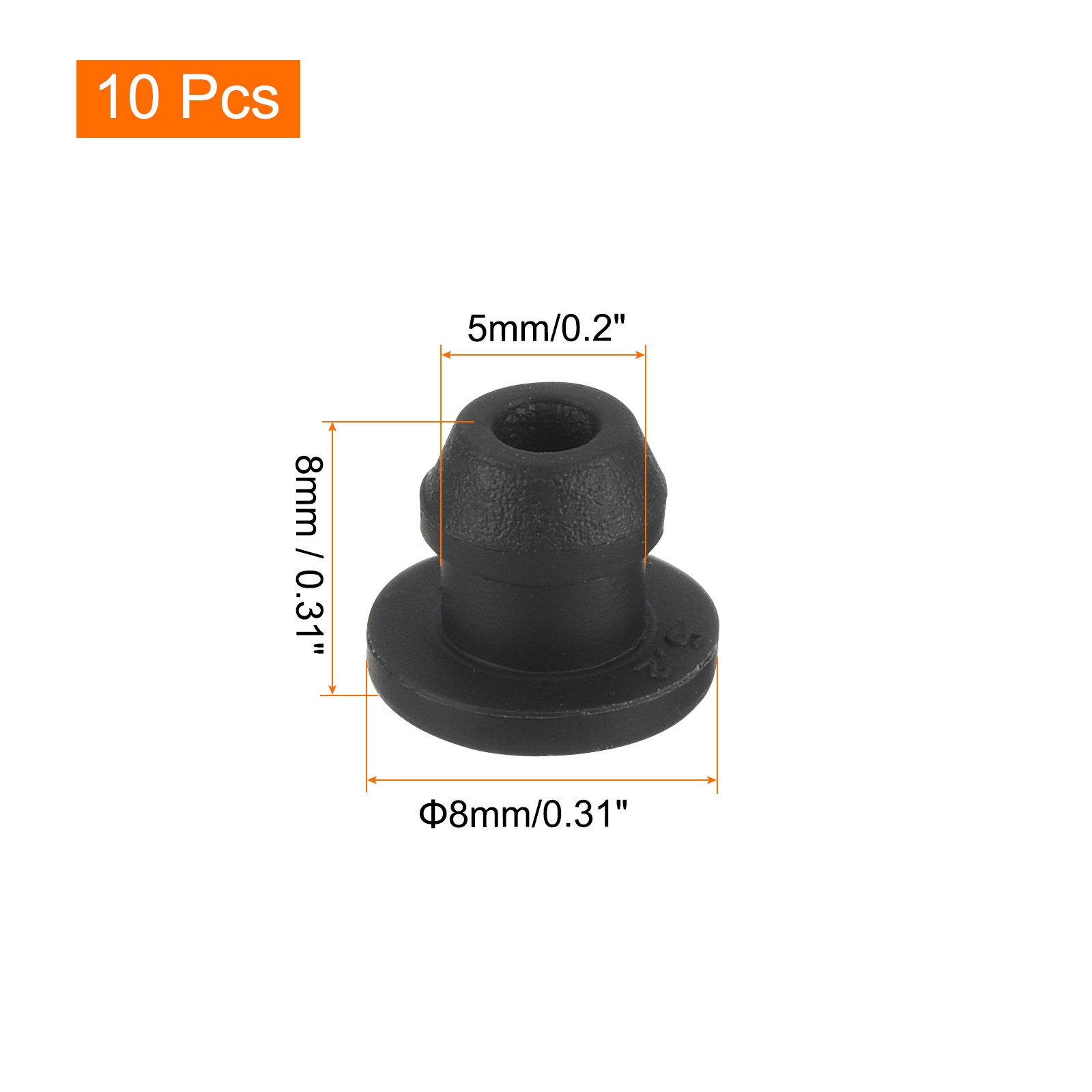 10Pcs Silicone Snap in Locking Hole Plugs Seal Cover Panel Round 5mm Black