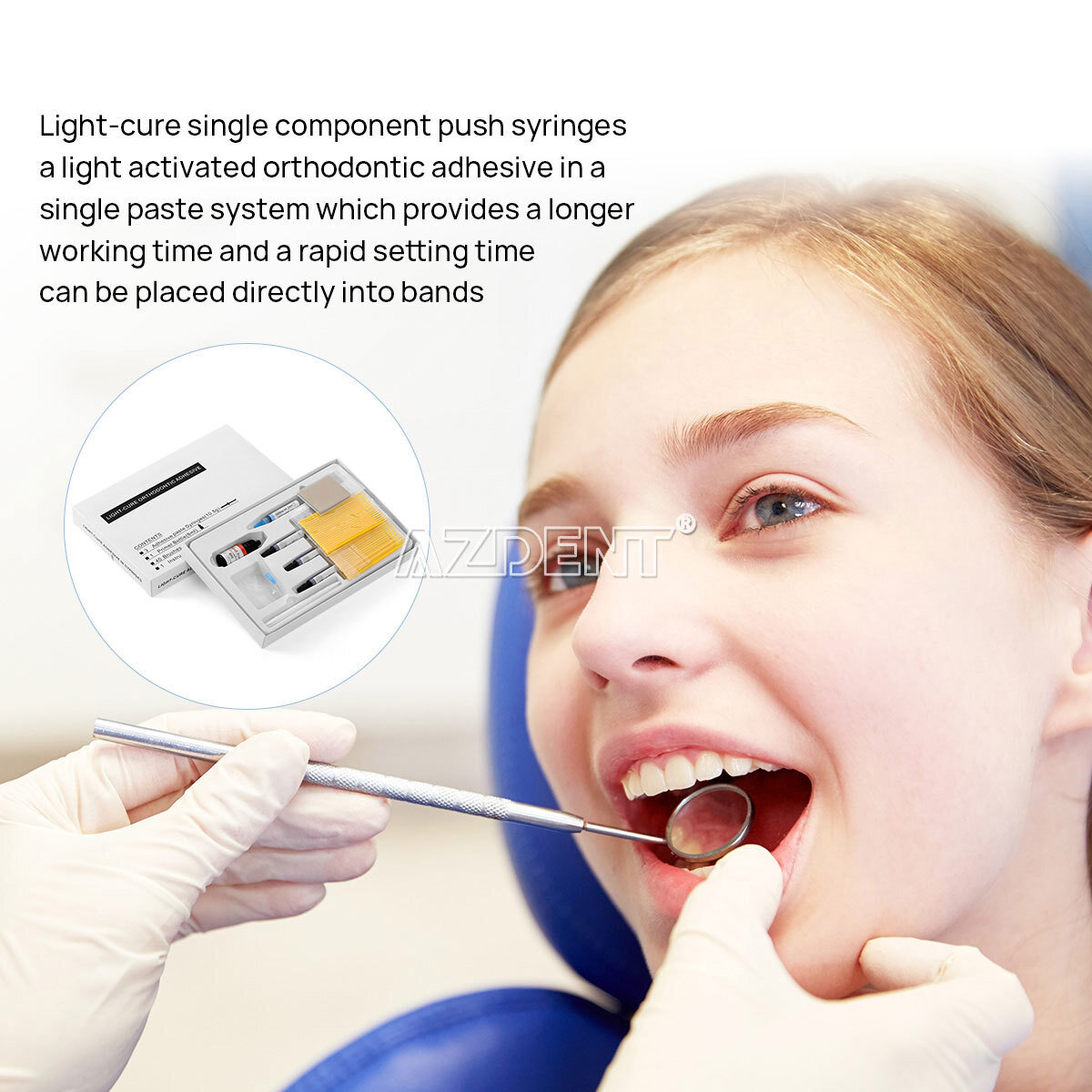 Dental Orthodontic Brackets Braces Mini Roth 022 /Light Cure Resin Adhesive Kit