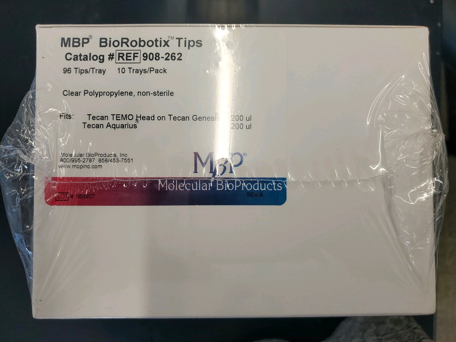 10 Trays Molecular BioProducts MBP BioRobotix 200ul Clear Poly non-sterile pipet
