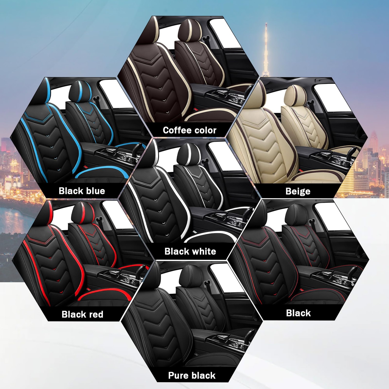 Car Seat Covers Honda Accord Hybrid 2005-2026 Sport Nappa Leather Black Red 2Pcs