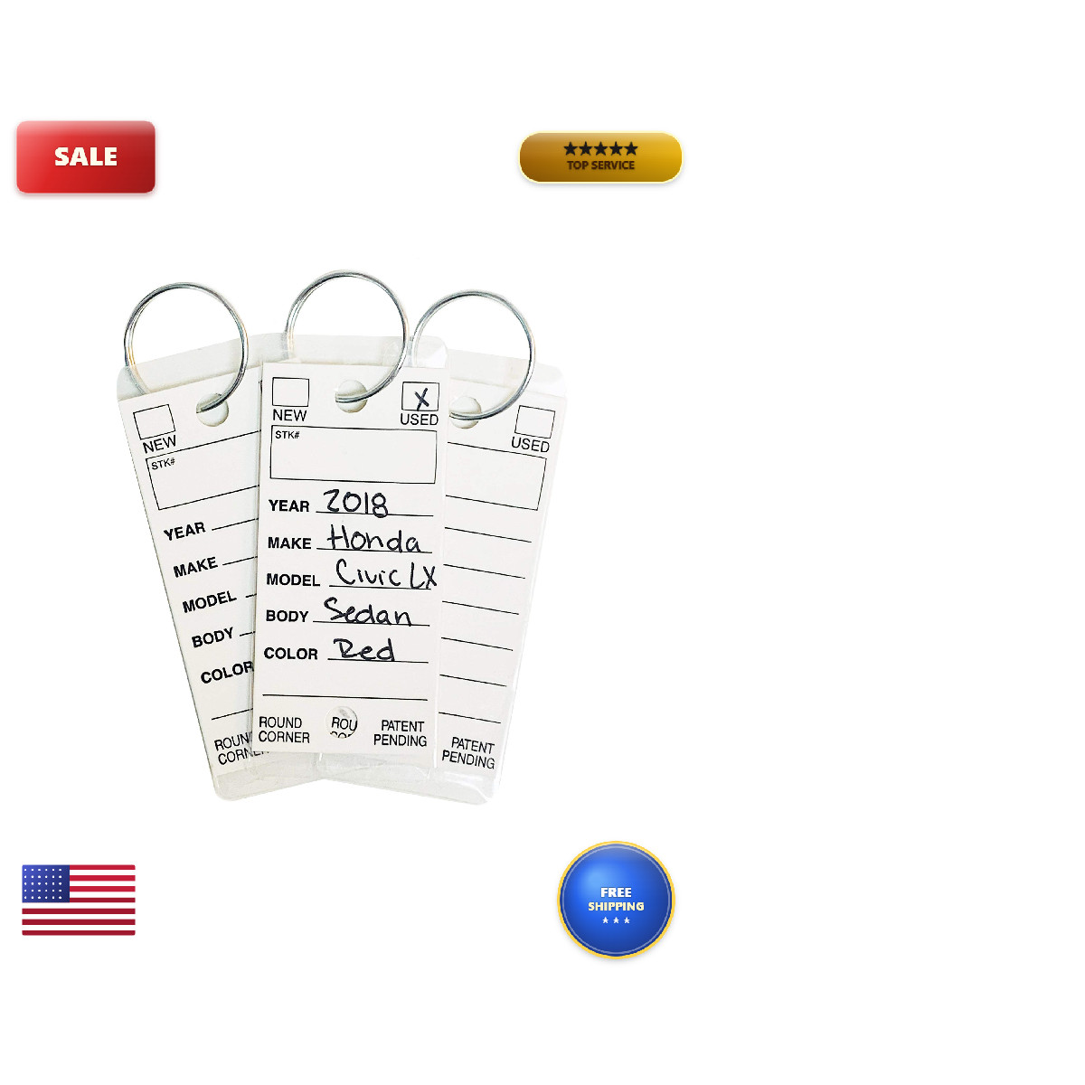 Ber Products Round Corner Car Key Tags E-Z Tag White Pack Of 250 Ez407