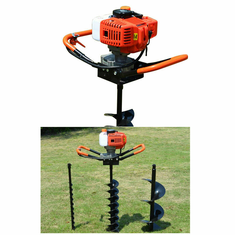 72CC/52CC Post Hole Digger Gas Powered Earth Auger Borer Ground w/ 4″ 6″ 8″ Bits