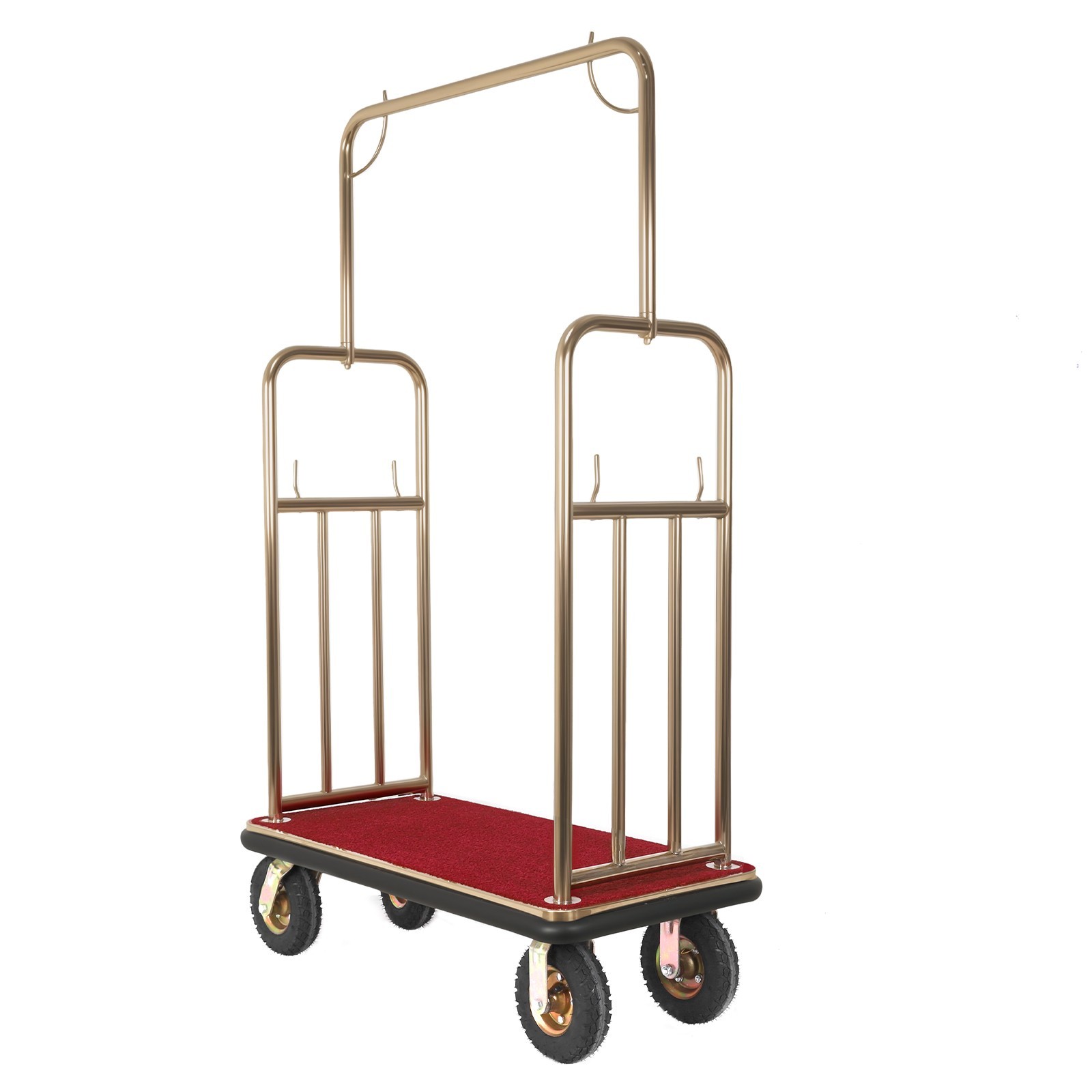 Hotel Luggage Cart 1200 lbs Capacity Stainless Steel Bellman Cart with 8″ Wheels