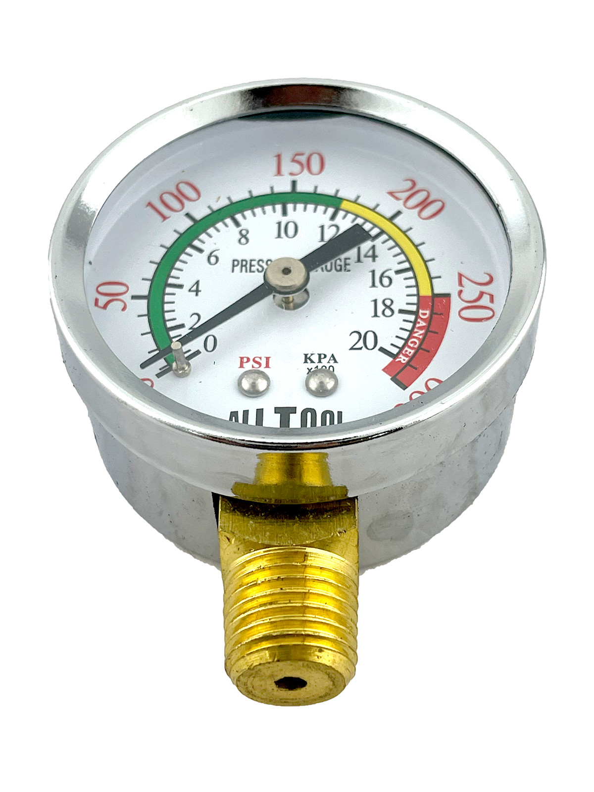 Air Pressure Gauge 2″ Dial Side Mount 1/4″NPT – 0 to 300PSI Color Coded