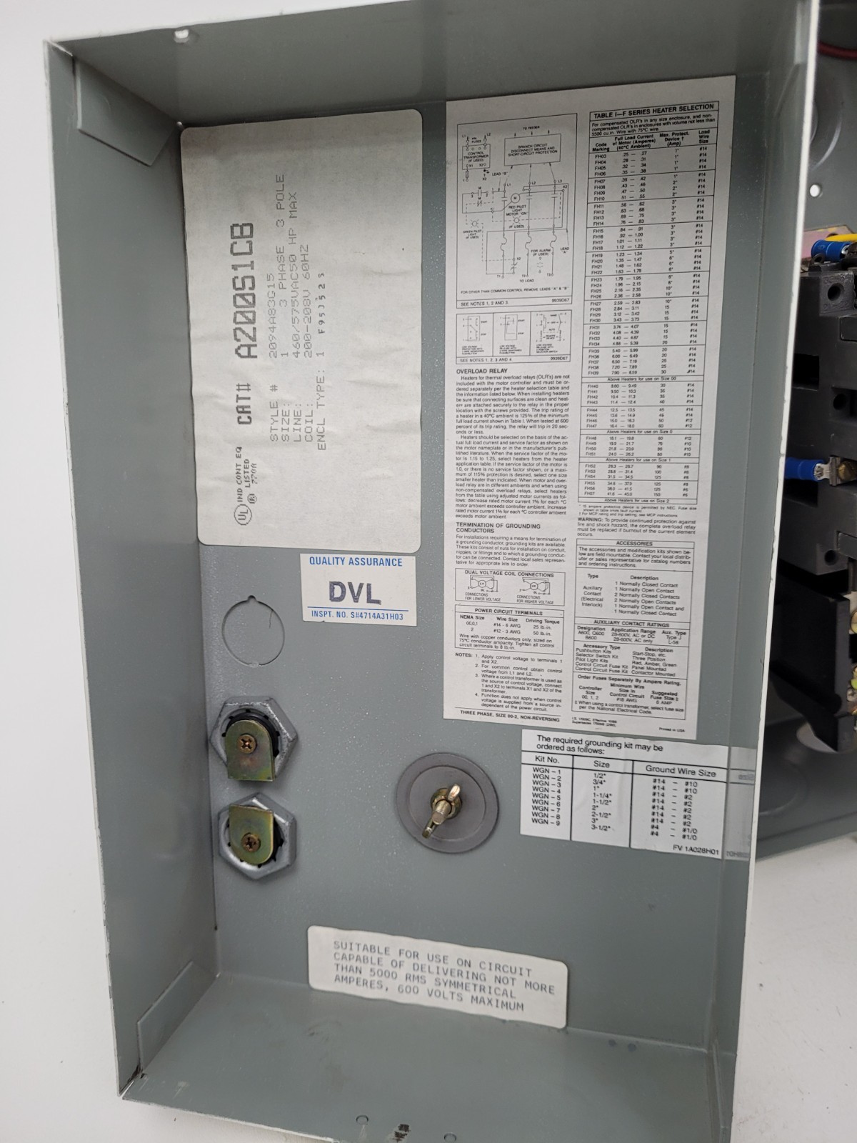 A200S1CB / B200M2CAC Westinghouse Size 2 Motor Starter 120V Coil w/ Enclosure
