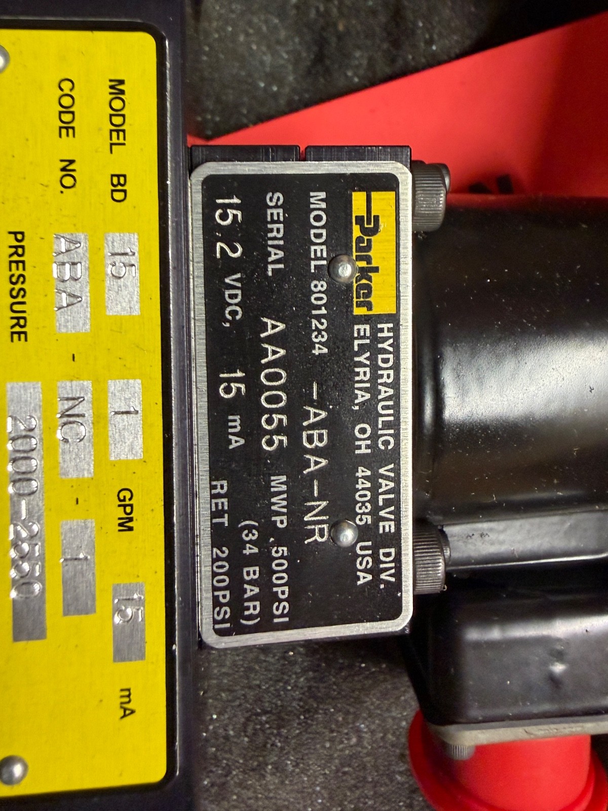 Parker 801234-ABA-NR Servo Valve 15.2 VDC 2000-2550PSI