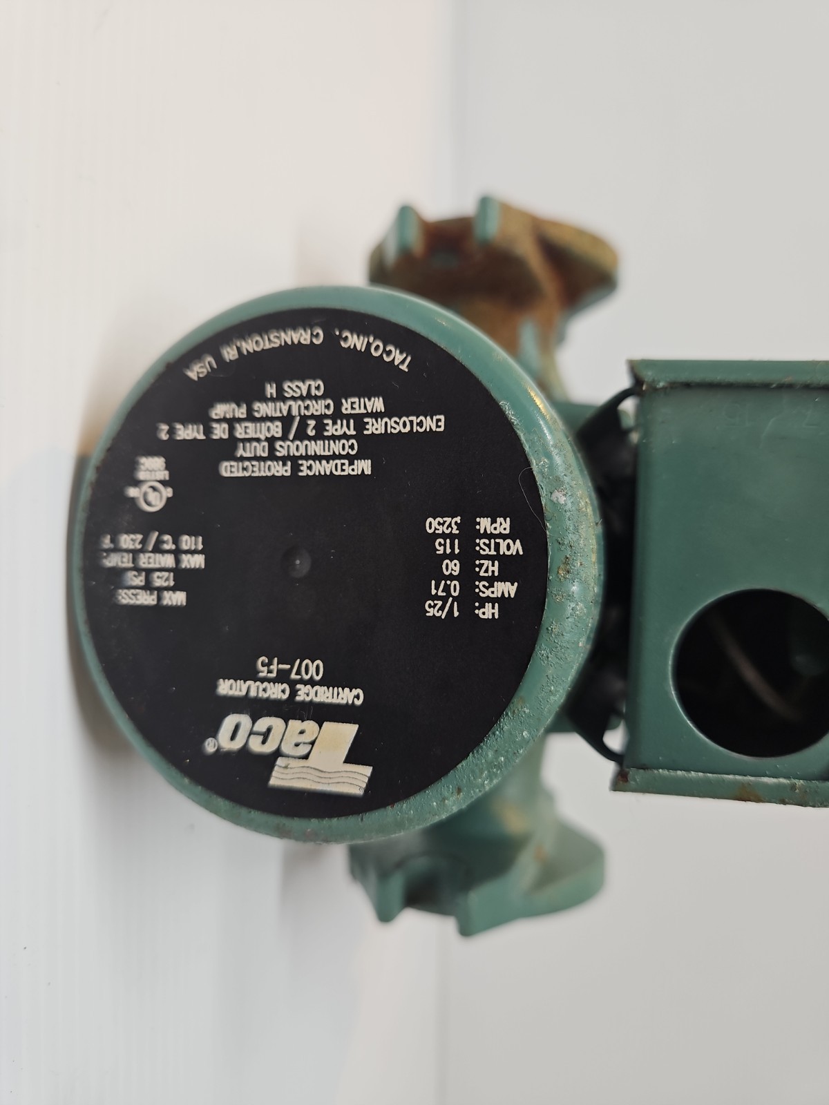 Taco 007-F5 Cast Iron Circulator, 1/25 HP Pump with Universal Pump