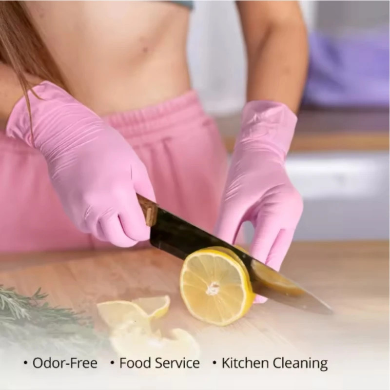 100PCS Disposable Nitrile Gloves Latex Free Cleaning Gloves for Kitchen Cooking