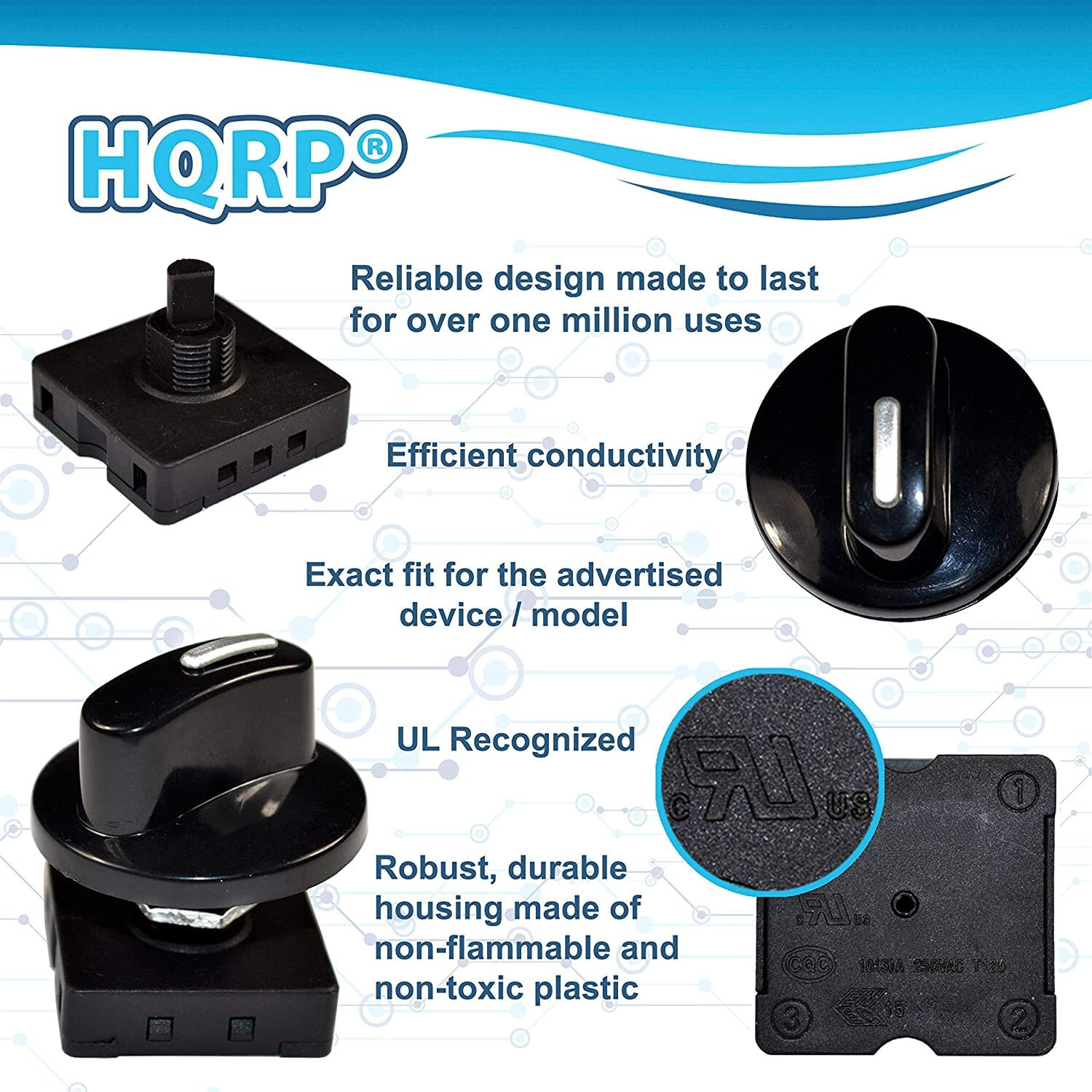 HQRP 4-Position 3-Speed Fan Selector Rotary Switch with Knob 10AMP 120V-250V
