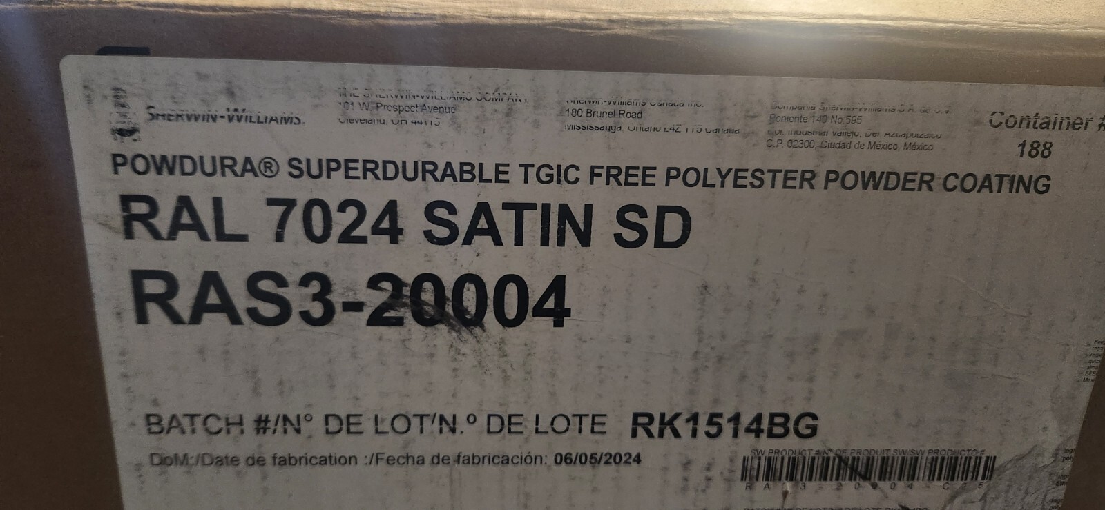 RAL 7024 SATIN SUPER DURABLE GRAPHITE GREY RAL-7024 Powder Coating