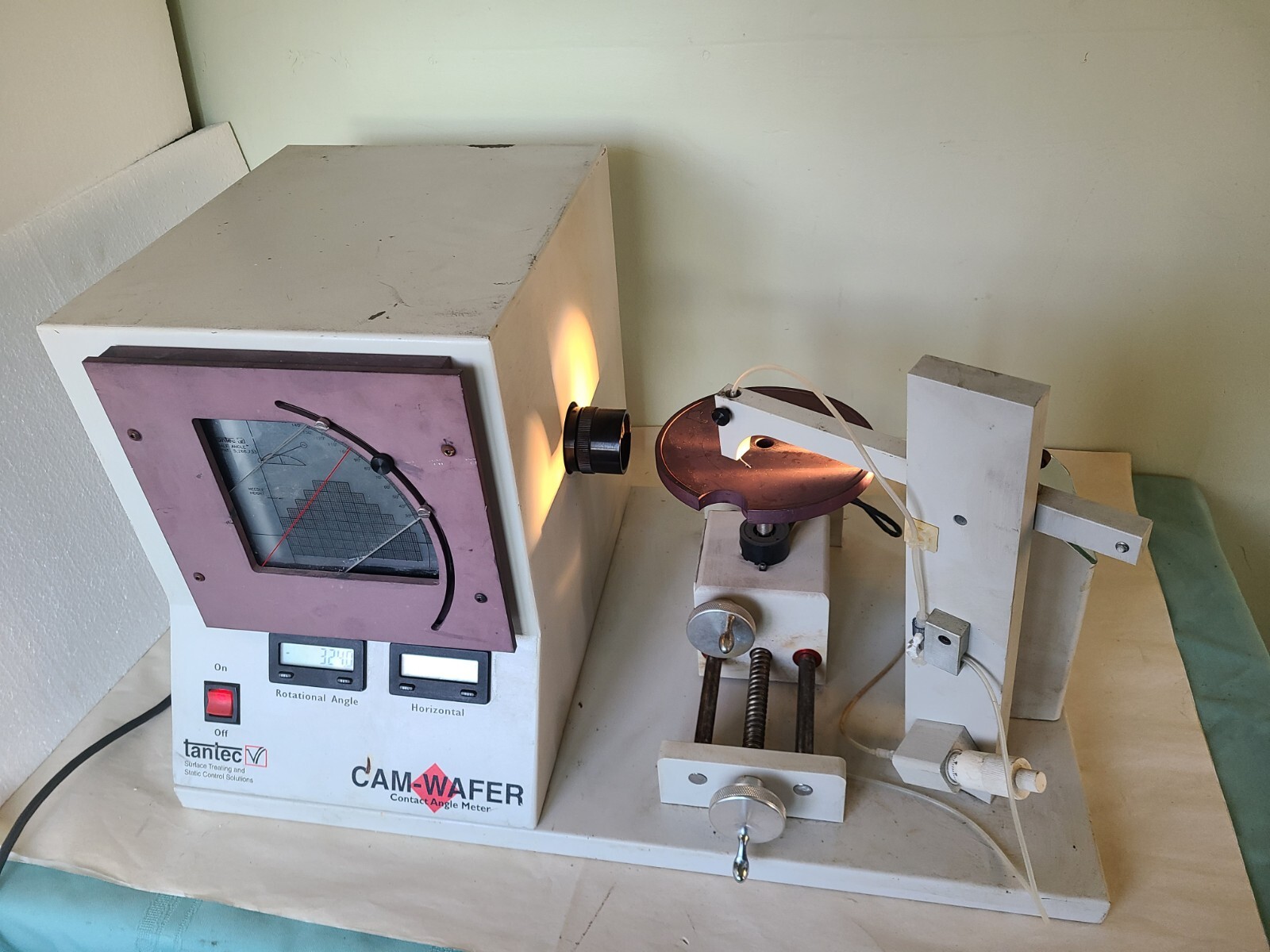 TanTec CAM-WAFER Series Contact Angle Meter, Powers Up, AS IS For Parts Or Repai