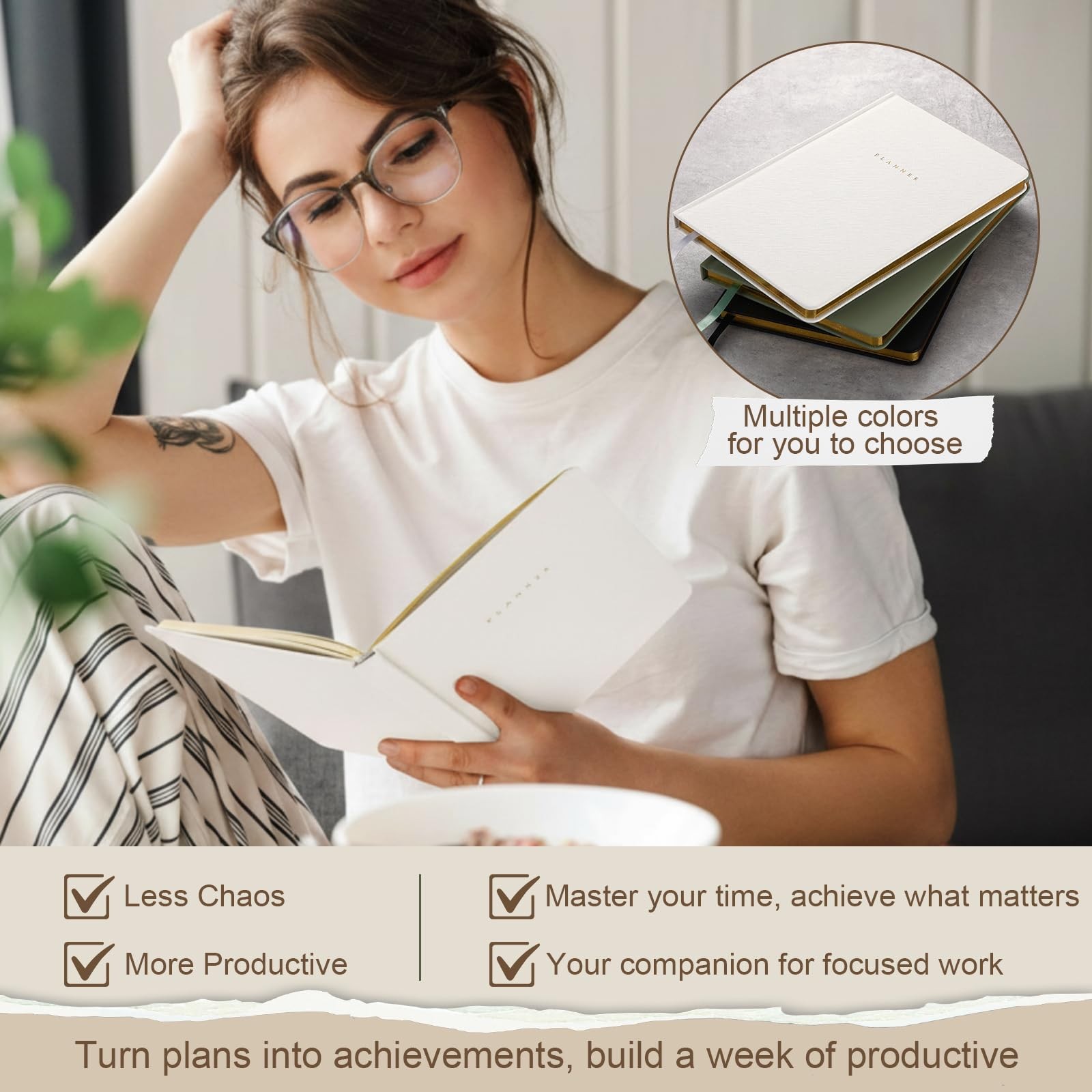 Productivity 3-month Planner Undated Daily Weekly Monthly Planner with Hardco…