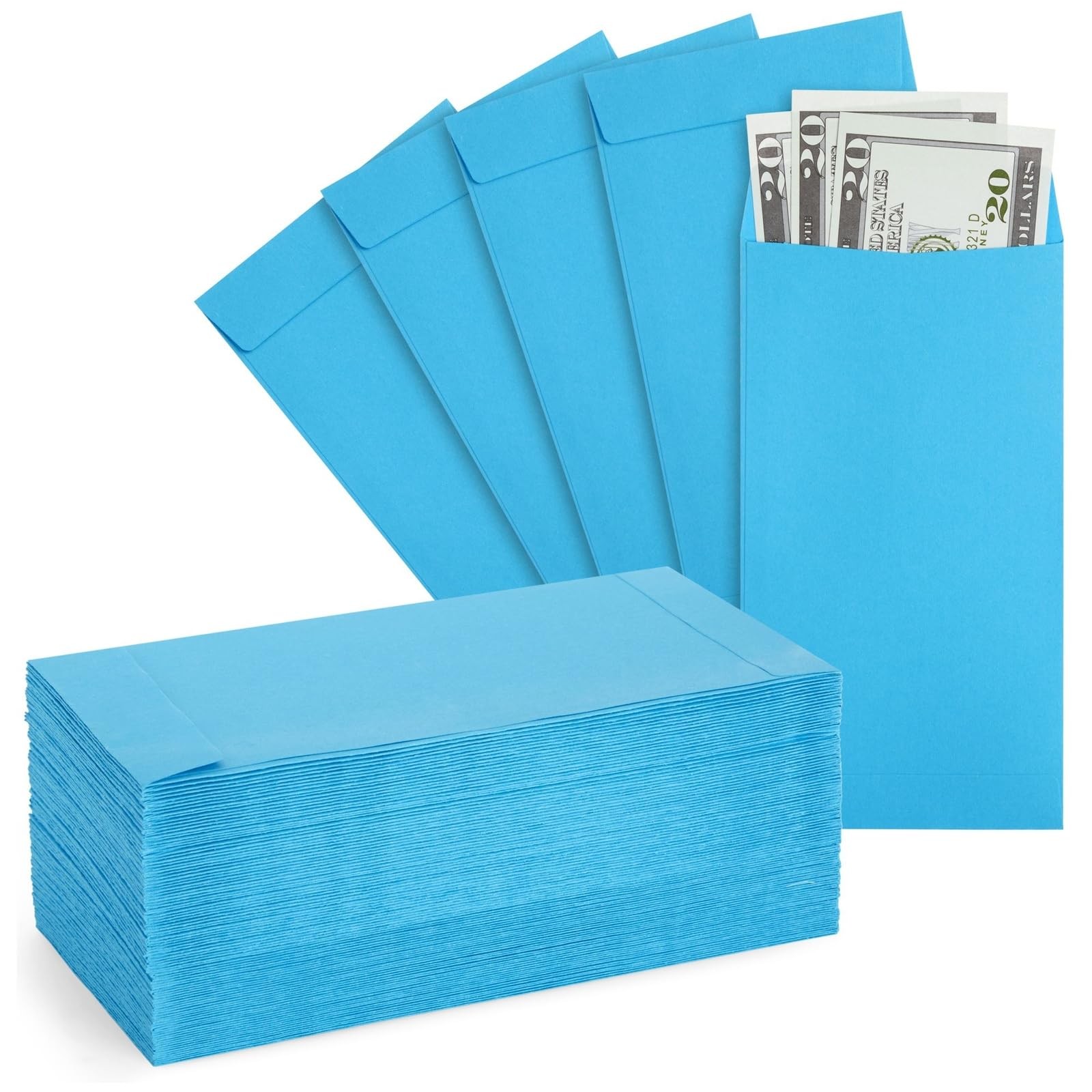 Okuna Outpost Money Envelopes – 3.5 x 6.5 in, Blue, 100-Pack, 3.5×6.5, blue