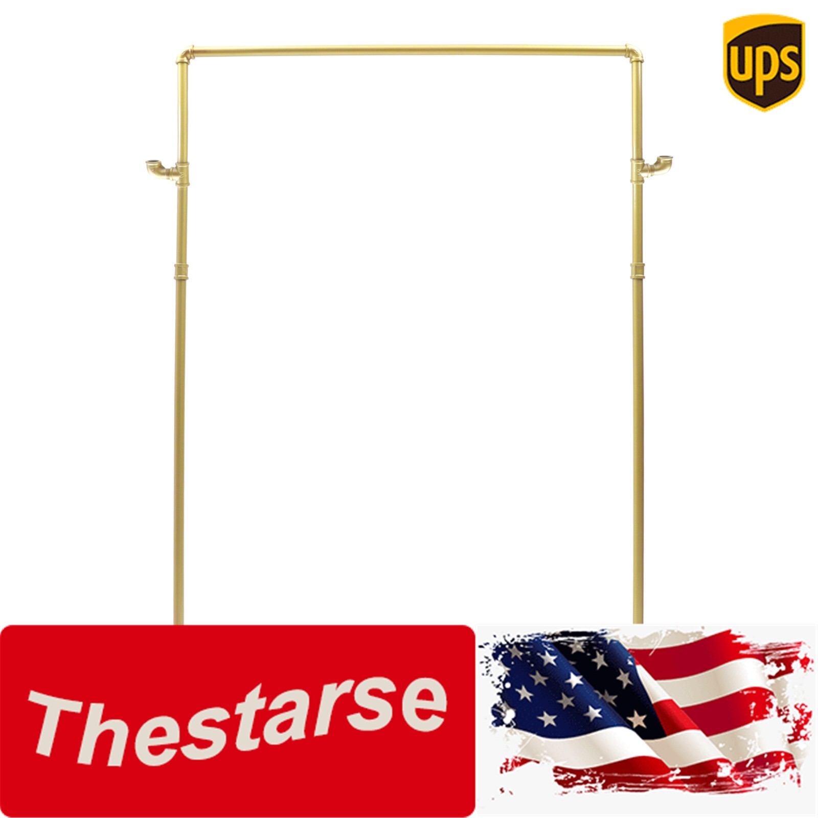 Nano Baking Paint 42.5in Vintage Standing Clothes Rack Portable External Hooks