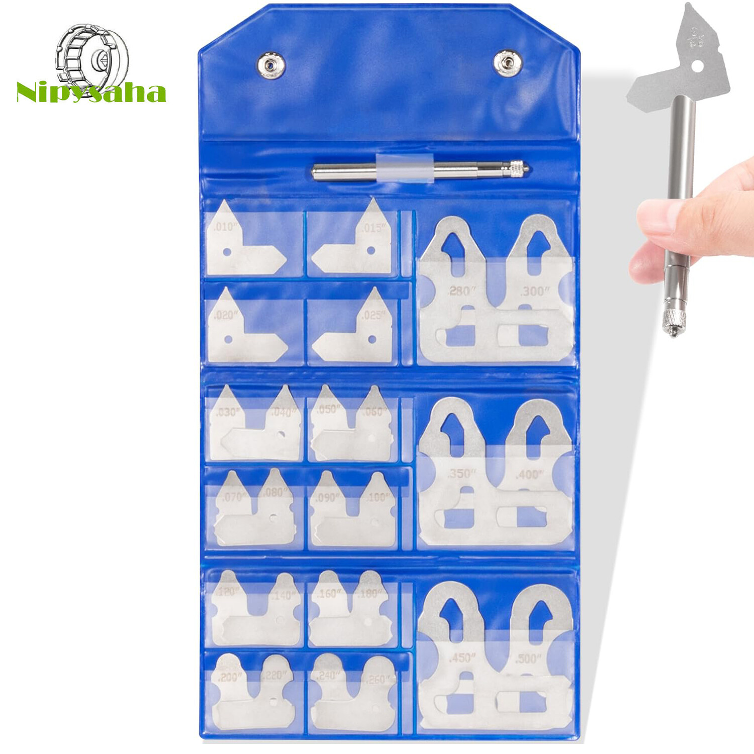 Radius Gauge Set 0.010»- 0.500» Gauges with Holder, 3602-5025 Radius Gauge Set