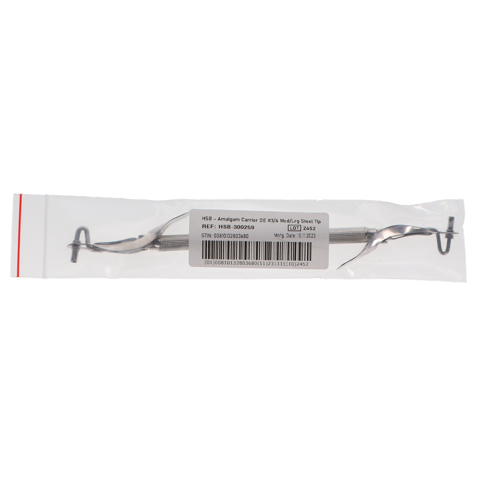 House Brand Dentistry 300259 Double End #3/4 Amalgam Carrier Medium Large Steel