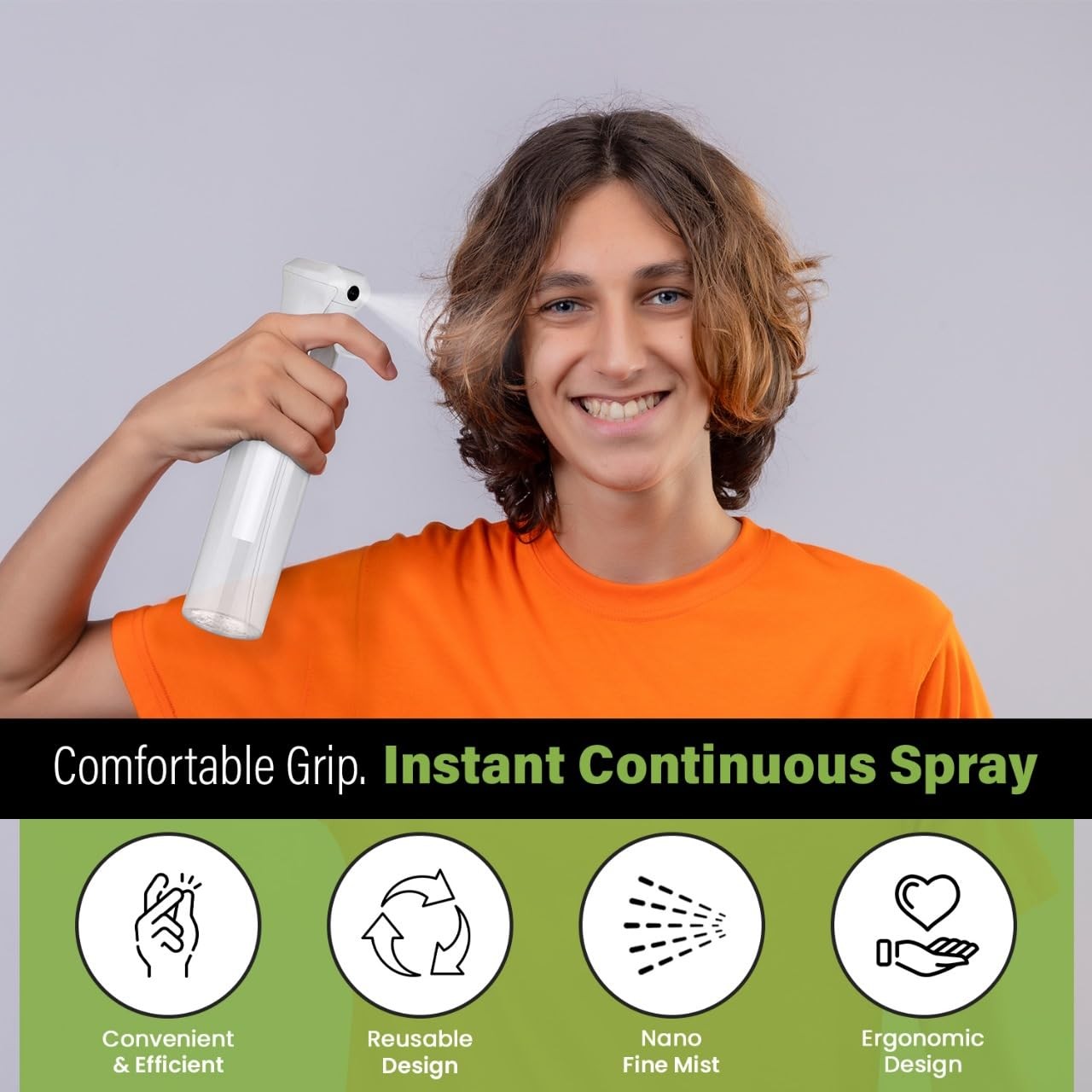 VIGOR PATH Continuous Spray Bottle for Hair 6.7oz (2 Pack) Clear, Clear – 5oz