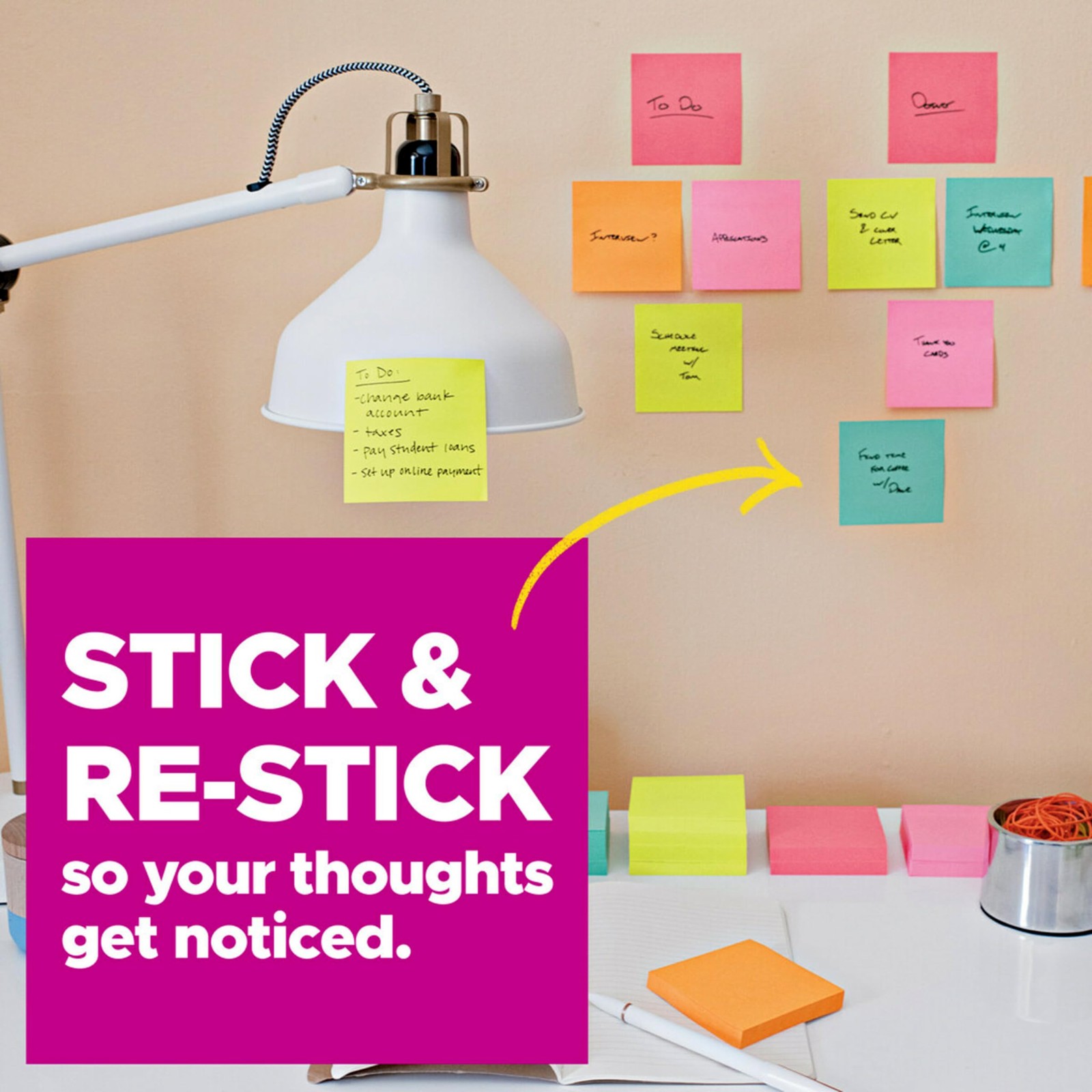 Post-it Super Sticky Lined Notes, 6 Note Pads, 4″ x 4″, Canary Yellow