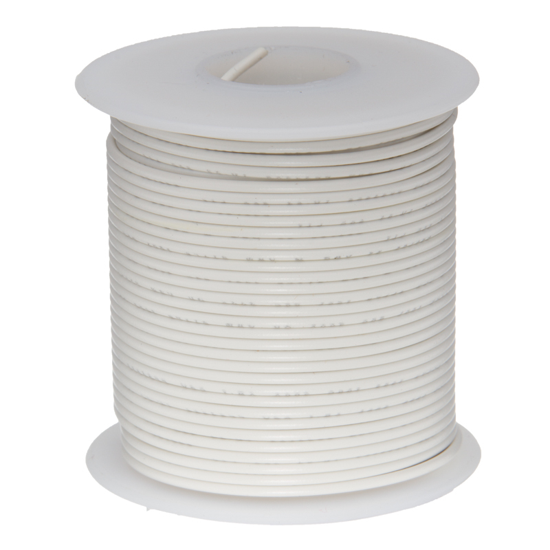 22 AWG Gauge Solid Hook Up Wire White 100 ft 0.0253″ UL1007 300 Volts