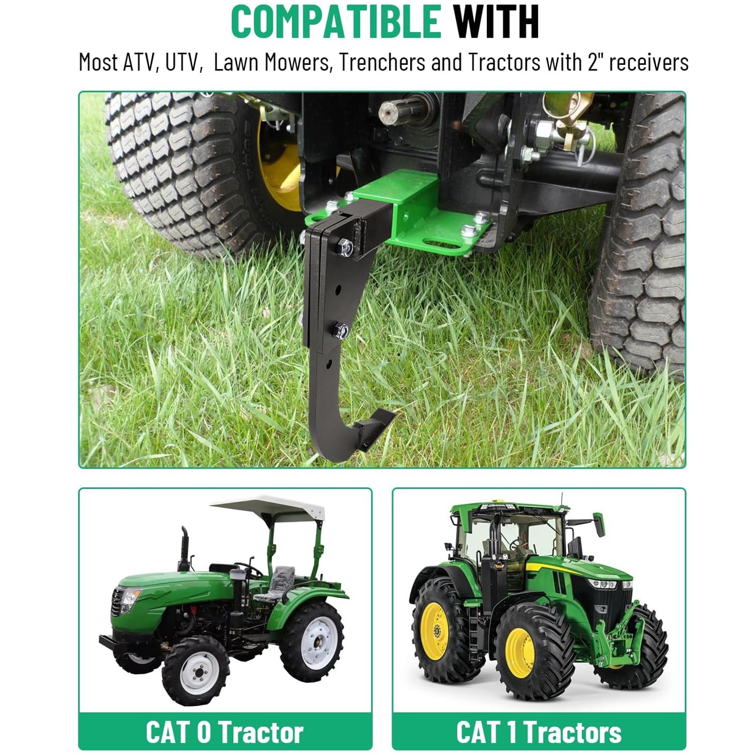 Hitch Lawn Mounted Ripper Middle Buster Plow for ATVs/UTVs Tractor W/2″ Receiver