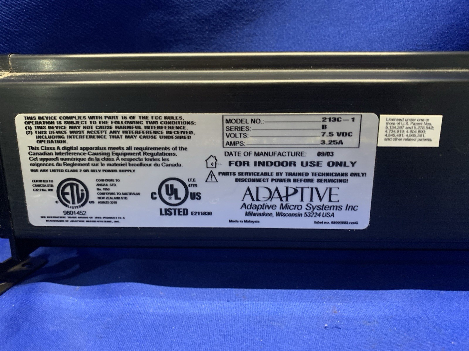 213C-1 Adaptive Micro Systems Display – Power On Tested – Please Read