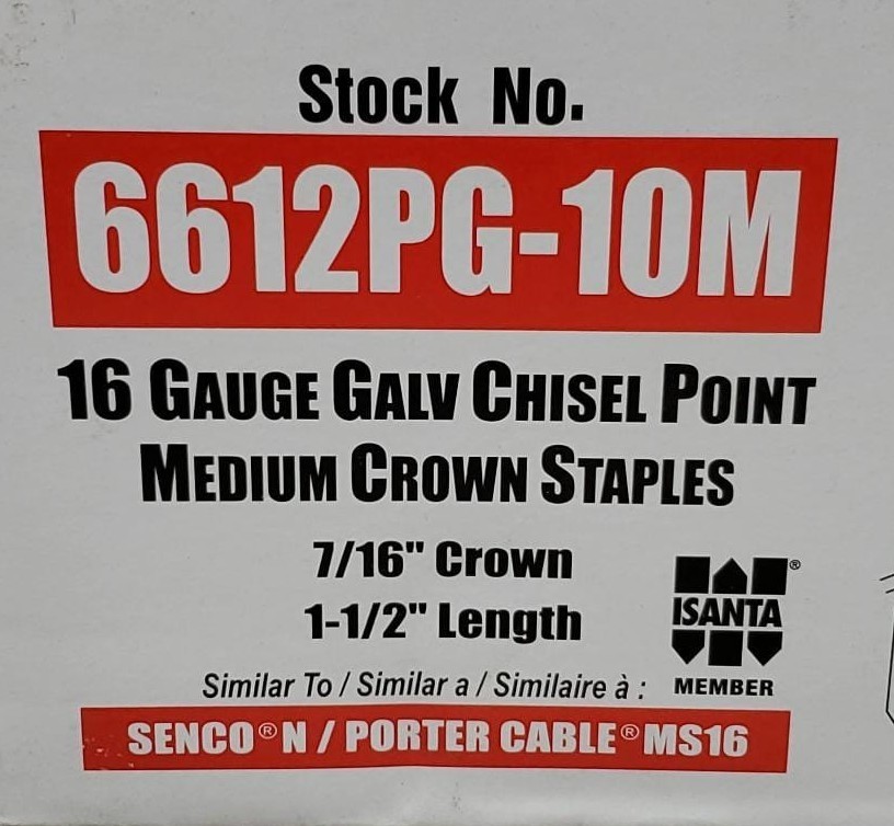 SpotNails 1-1/2-Inch Galvanized Sheathing Staples (16-Ga, 7/16″ Crown) for Senco