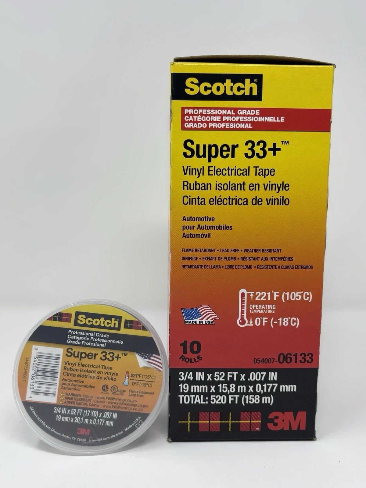 (10 PACK) 3M Scotch Super 33+ Vinyl Electrical Tape 06133 I 3/4″X 52FT