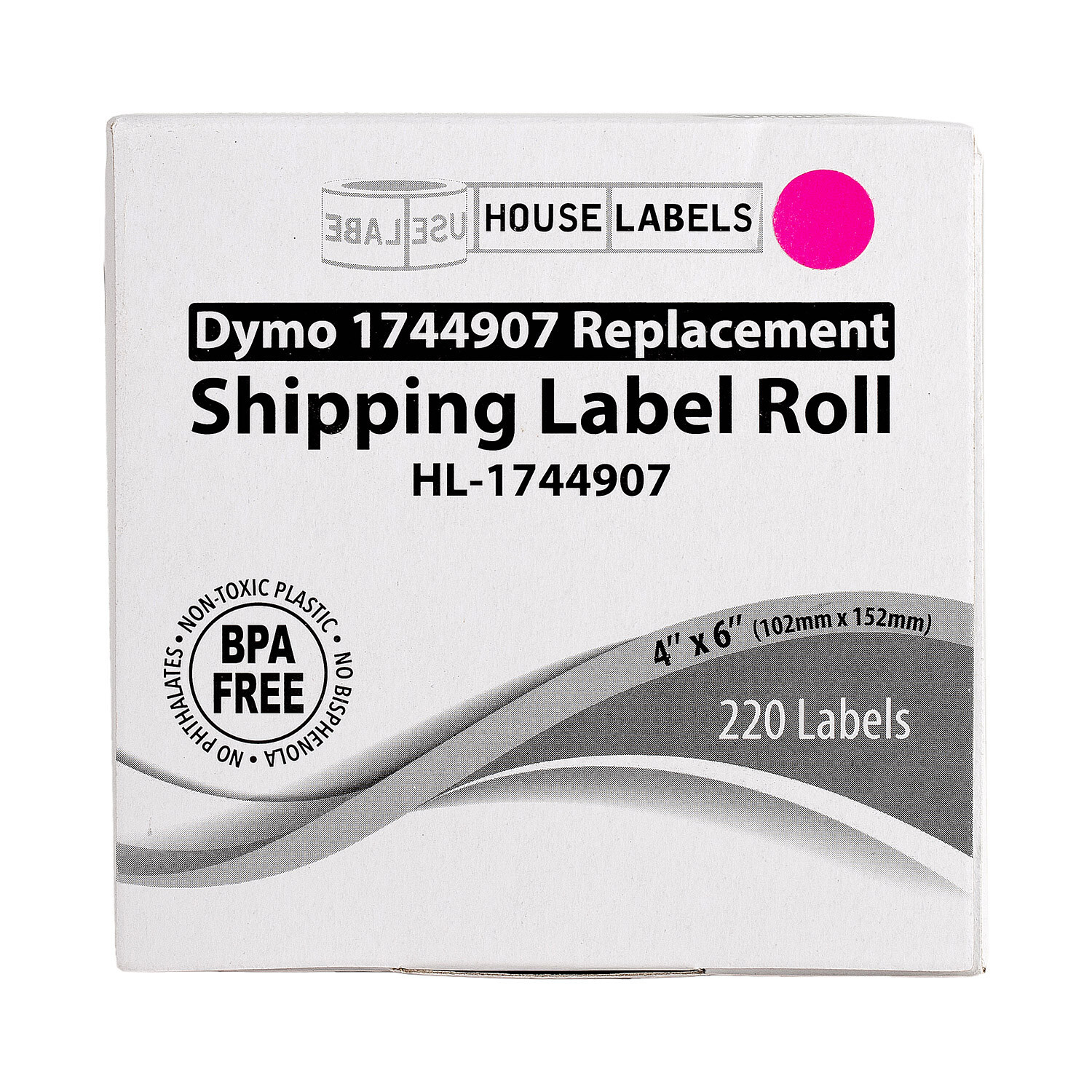 Compatible with DYMO LW 1744907 Pink 4″x6″ Direct Thermal Labels (1) Roll/220